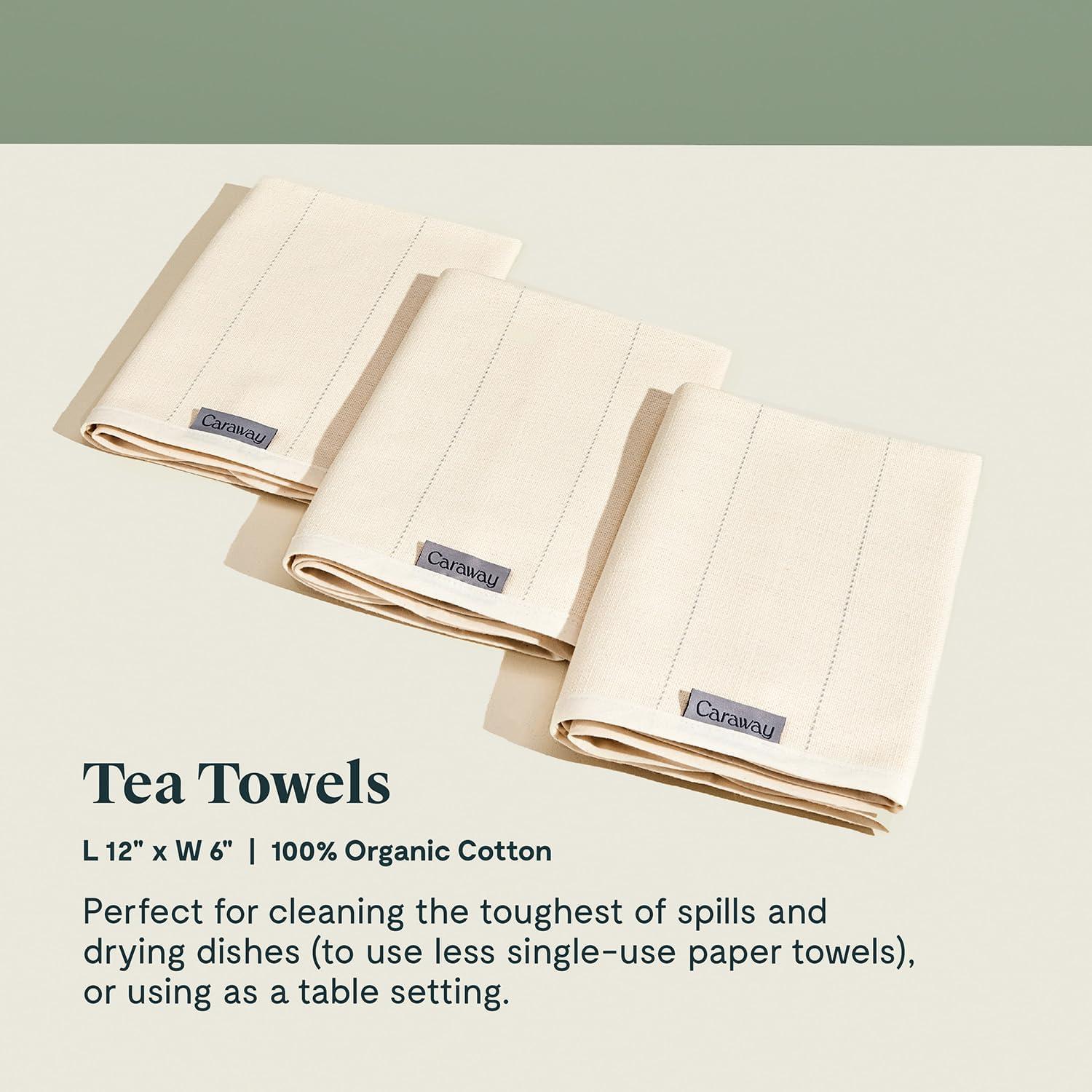 imageCaraway Tea Towels Reusable Dish Towels Made from 100 Organic Cotton Highly Absorbent amp LintFree Perfect for Kitchen Cleanup or Table Setting Extra Large Size CreamCream