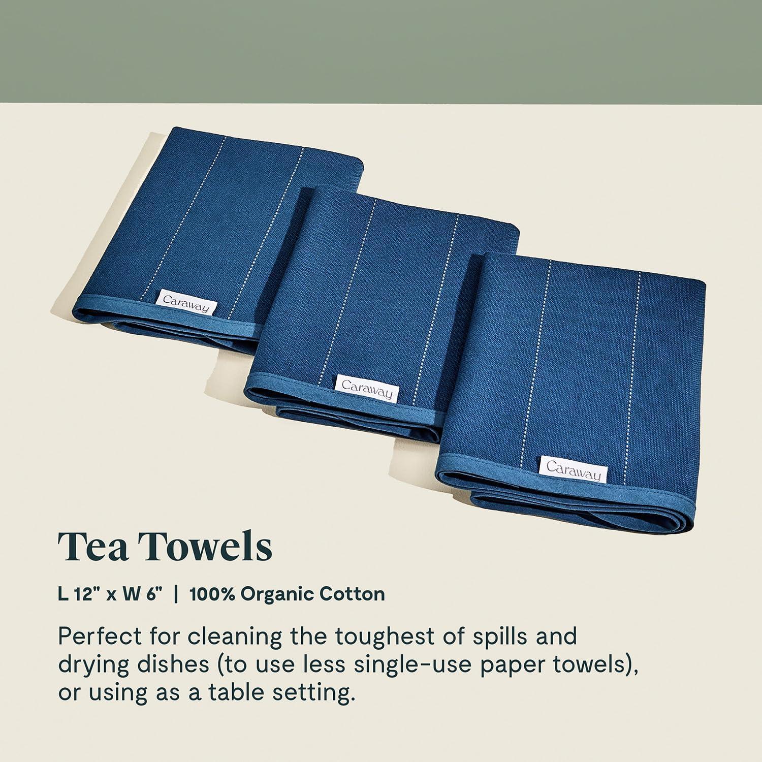 imageCaraway Tea Towels Reusable Dish Towels Made from 100 Organic Cotton Highly Absorbent amp LintFree Perfect for Kitchen Cleanup or Table Setting Extra Large Size CreamNavy