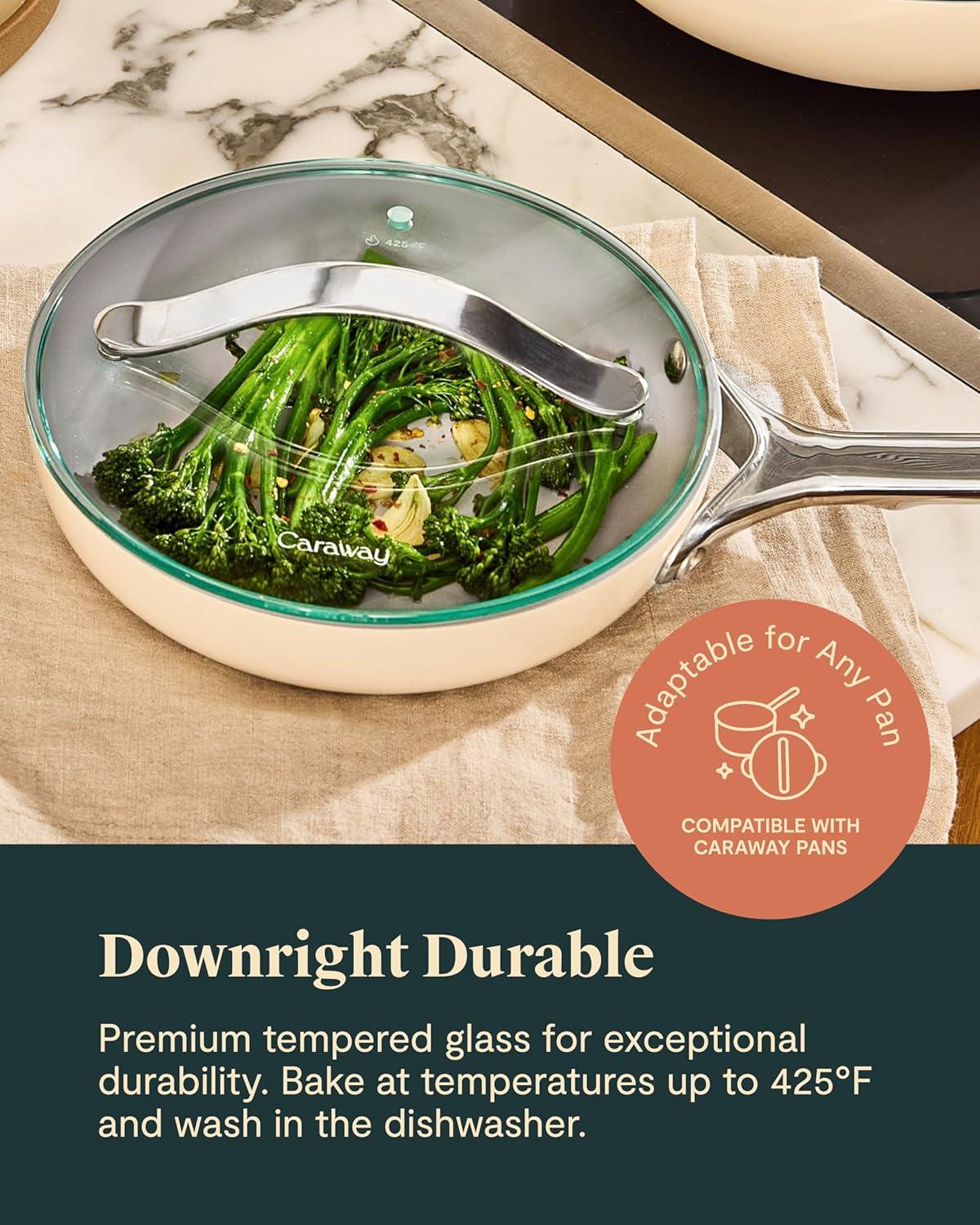 imageGlass 6 Glass Lid For Pots amp Pans Made With Tempered Glass Sized to Fit Caraway CeramicCoated amp Stainless Steel Cookware GoldStainless Steel