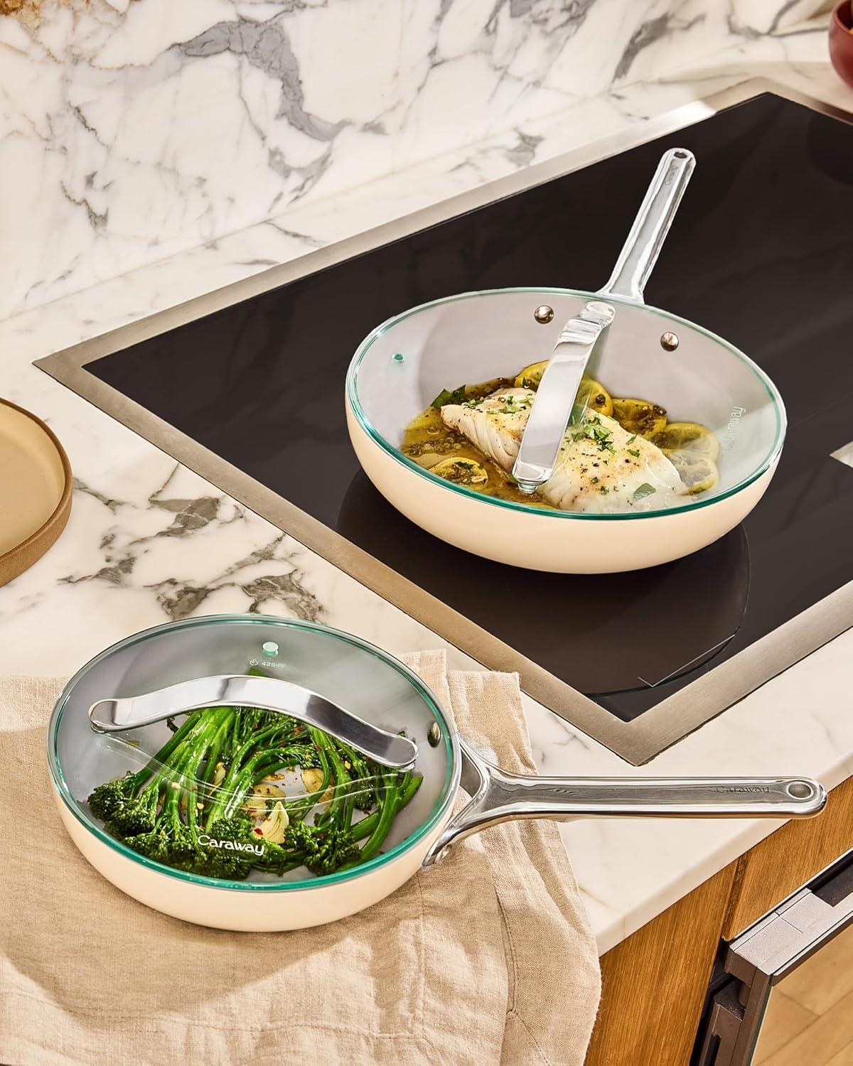 imageGlass 6 Glass Lid For Pots amp Pans Made With Tempered Glass Sized to Fit Caraway CeramicCoated amp Stainless Steel Cookware GoldStainless Steel