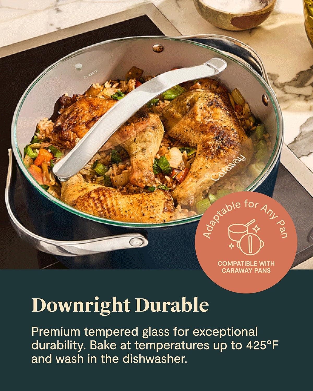 imageGlass 6 Glass Lid For Pots amp Pans Made With Tempered Glass Sized to Fit Caraway CeramicCoated amp Stainless Steel Cookware GoldStainless Steel