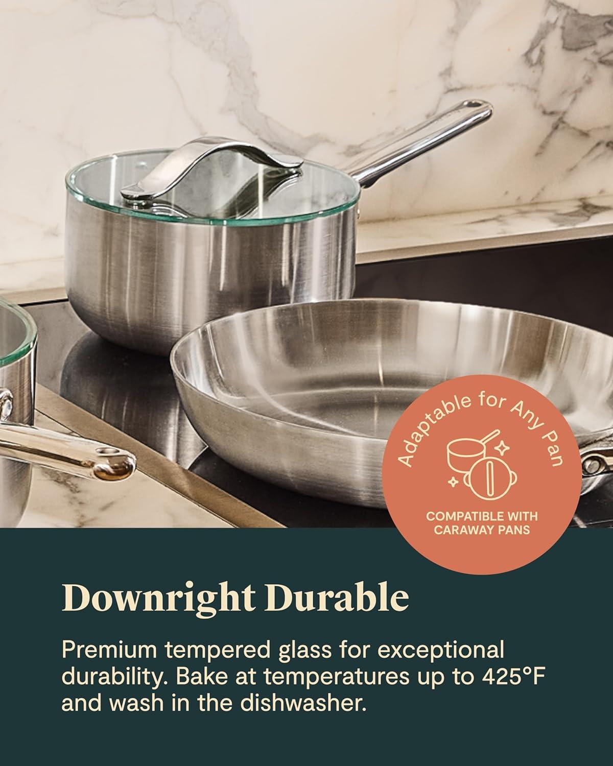 imageGlass 6 Glass Lid For Pots amp Pans Made With Tempered Glass Sized to Fit Caraway CeramicCoated amp Stainless Steel Cookware GoldStainless Steel