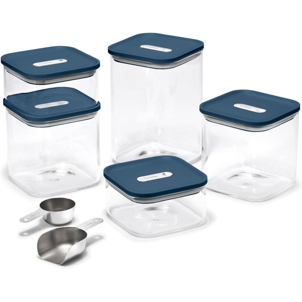 imageCaraway 13Piece Glass Airtight Food Storage Containers with Lids NonToxic BPAFree Kitchen Storage Containers Stackable SpaceSaving Airtight Containers for Dry Goods and More SageNavy