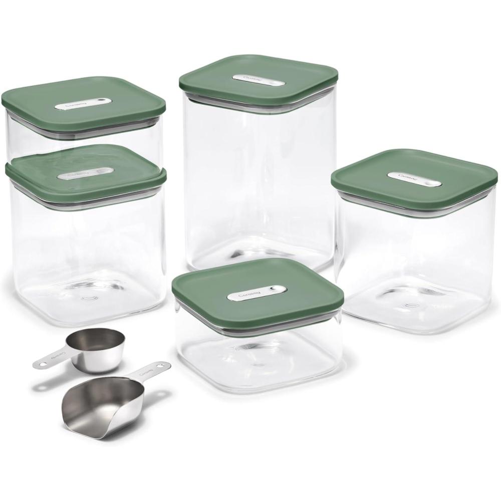imageCaraway 13Piece Glass Airtight Food Storage Containers with Lids NonToxic BPAFree Kitchen Storage Containers Stackable SpaceSaving Airtight Containers for Dry Goods and More SageSage