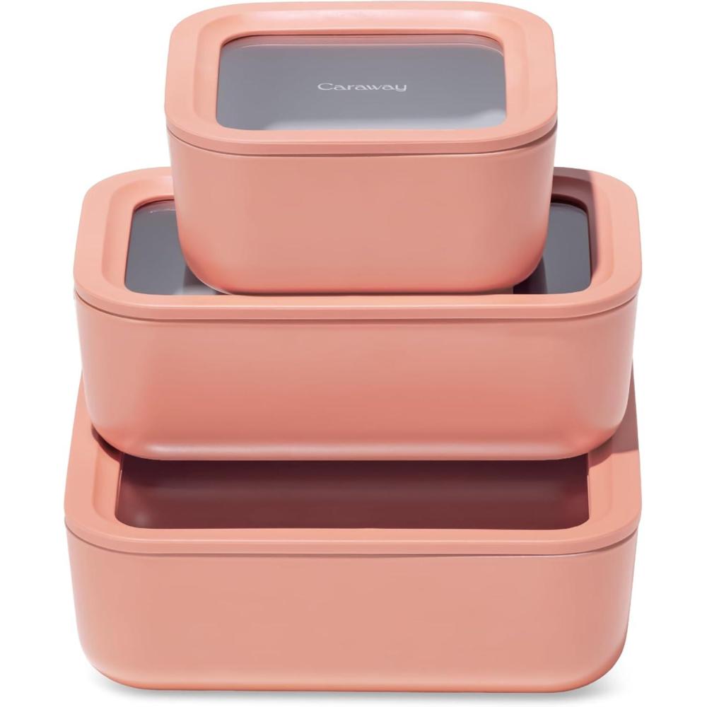 imageCaraway 13pc Glass Food Storage Container Set Easy to Store Non Toxic Lunch Box with Glass Lids Includes Storage Organizer SagePerracotta