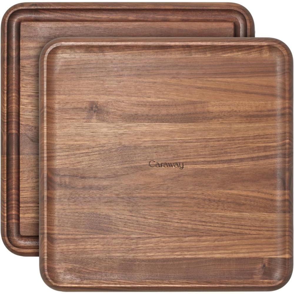 imageCaraway 17 Prep amp Serve Butcher Block Wood Cutting Board for Kitchen Rectangle DualSided Chopping Block for Prep Presentation and Serving MapleWalnut