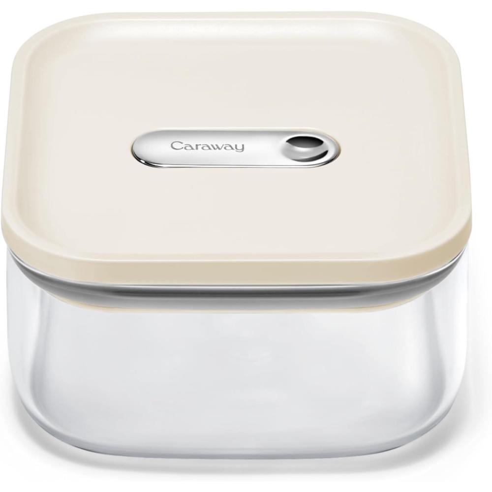 imageCaraway 1qt Glass Airtight Food Storage Container with Lid NonToxic BPAFree Kitchen Storage Container Stackable SpaceSaving Airtight Container for Dry Goods and More PerracottaCream