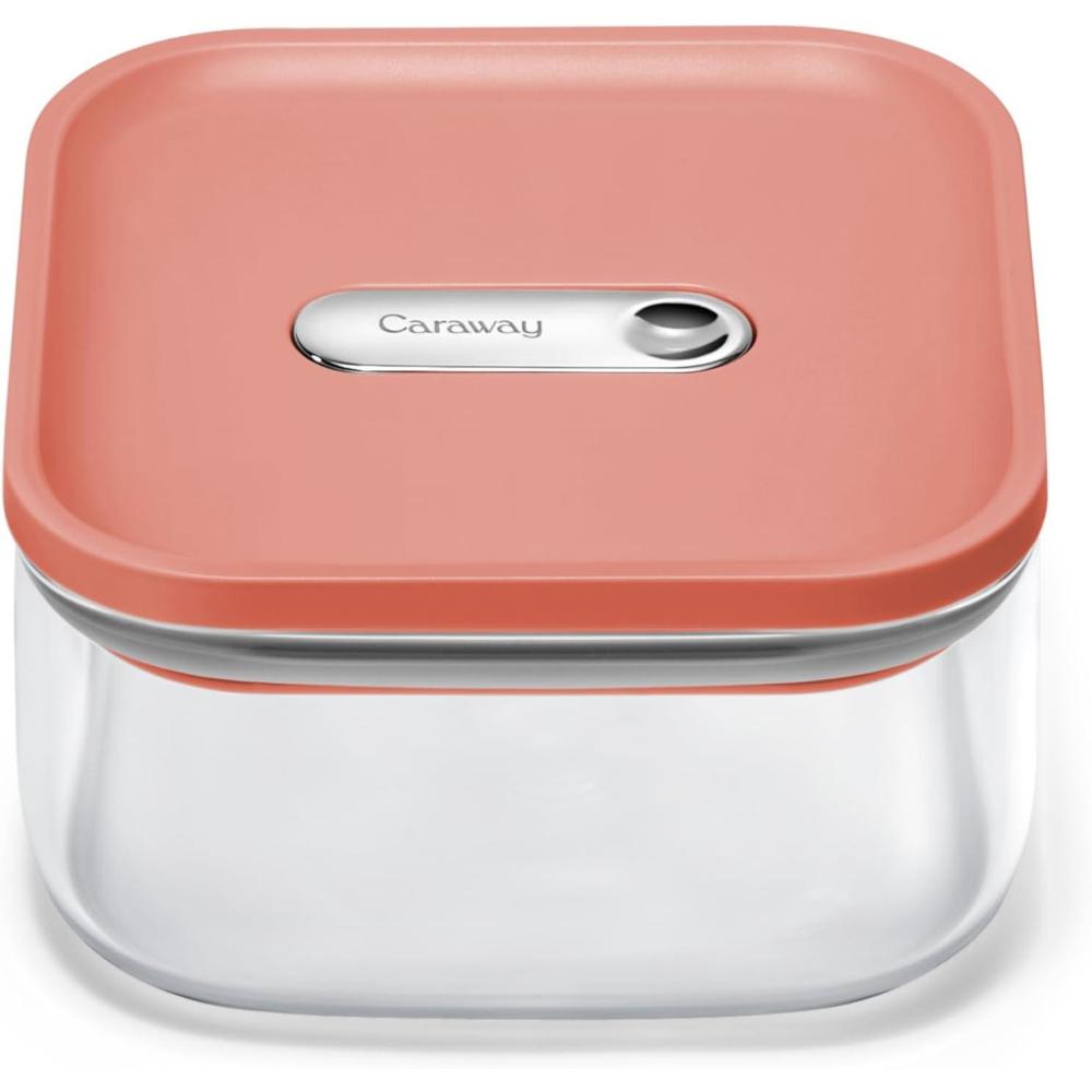imageCaraway 1qt Glass Airtight Food Storage Container with Lid NonToxic BPAFree Kitchen Storage Container Stackable SpaceSaving Airtight Container for Dry Goods and More PerracottaPerracotta