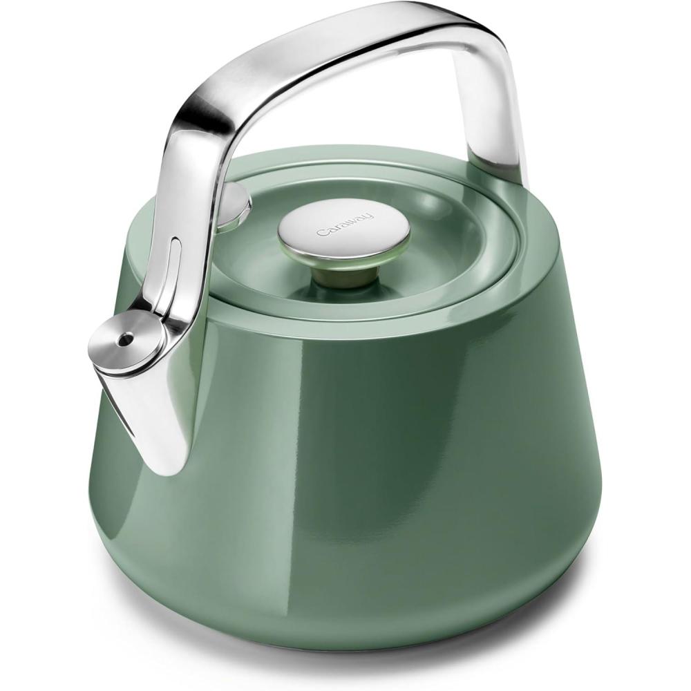 imageCaraway 2 Quart Whistling Tea Kettle Durable Stainless Steel Tea Pot Fast Boiling Stovetop Agnostic NonToxic PTFE amp PFOA Free Includes Pot Holder CreamSage
