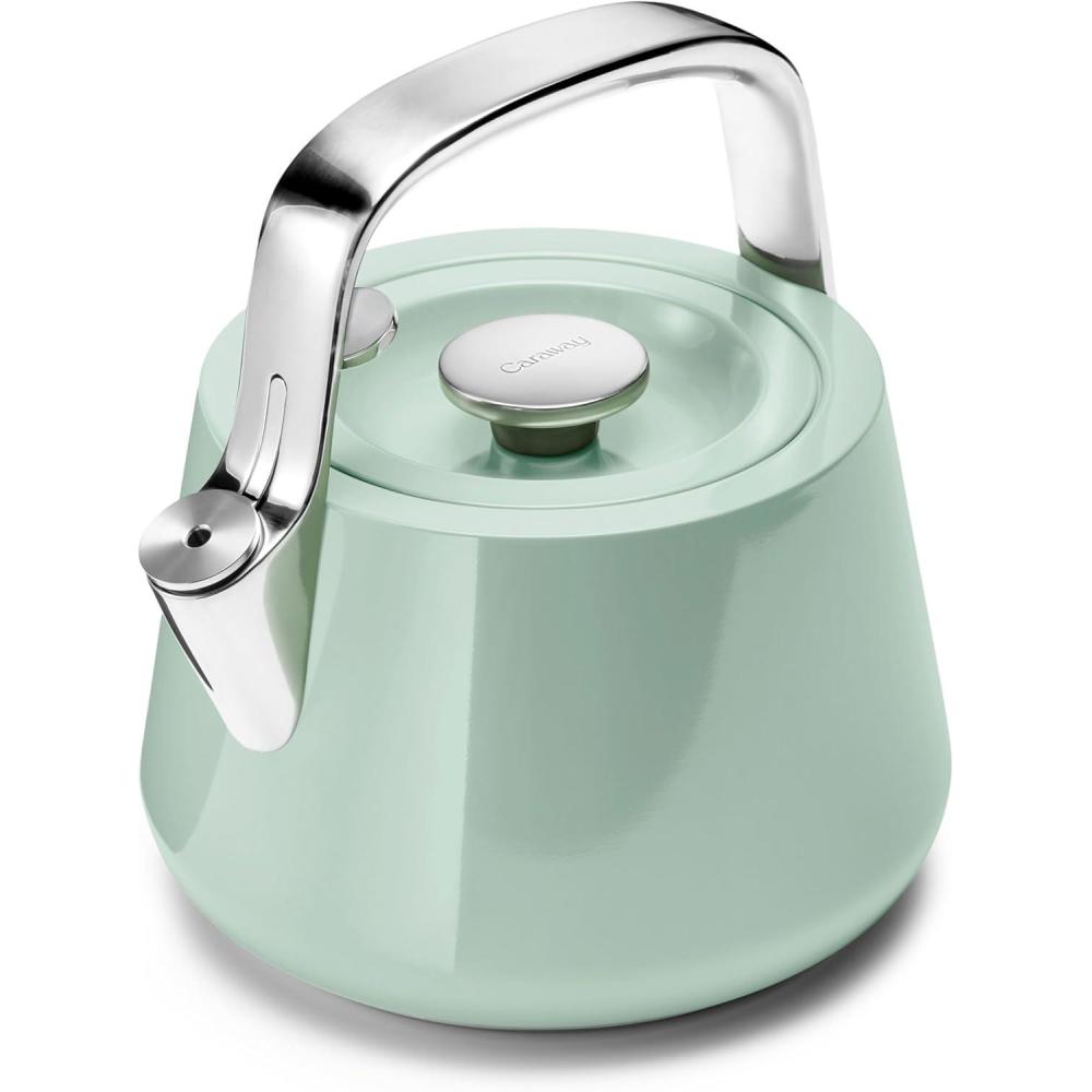 imageCaraway 2 Quart Whistling Tea Kettle Durable Stainless Steel Tea Pot Fast Boiling Stovetop Agnostic NonToxic PTFE amp PFOA Free Includes Pot Holder CreamMist
