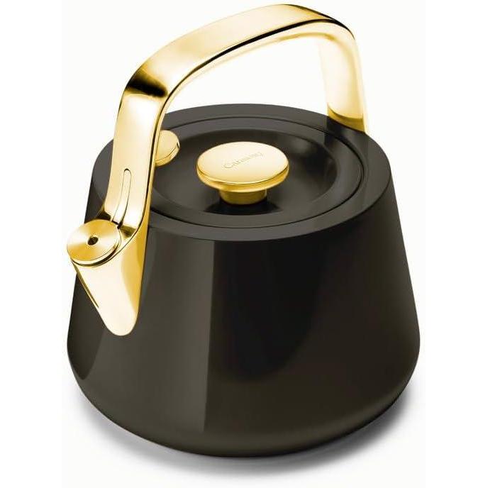 imageCaraway 2 Quart Whistling Tea Kettle Durable Stainless Steel Tea Pot Fast Boiling Stovetop Agnostic NonToxic PTFE amp PFOA Free Includes Pot Holder CreamBlack