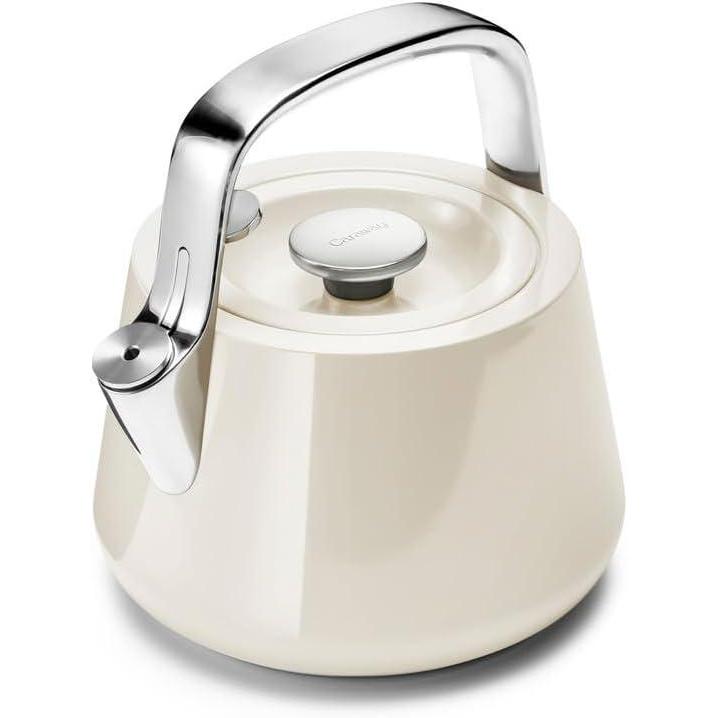 imageCaraway 2 Quart Whistling Tea Kettle Durable Stainless Steel Tea Pot Fast Boiling Stovetop Agnostic NonToxic PTFE amp PFOA Free Includes Pot Holder CreamCream