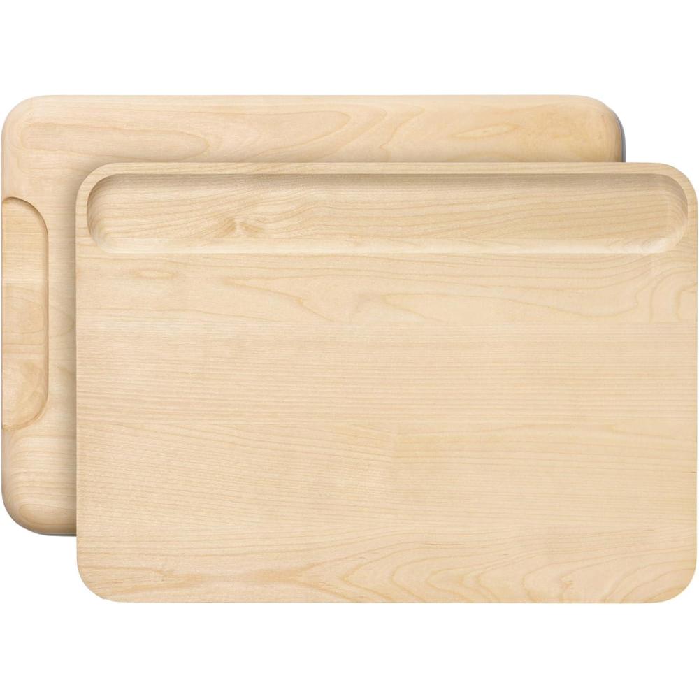 imageCaraway 4Piece Double Sided Wood Cutting Board Set Made From FSCCertified Birch Wood Mineral Oil amp Wax Finish 3 Sizes Small Medium amp Large Storage Organizers Included17L x 12W