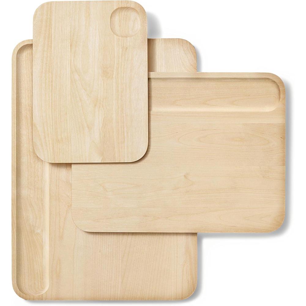 imageCaraway 4Piece Double Sided Wood Cutting Board Set Made From FSCCertified Birch Wood Mineral Oil amp Wax Finish 3 Sizes Small Medium amp Large Storage Organizers IncludedSet Multiple Sizes