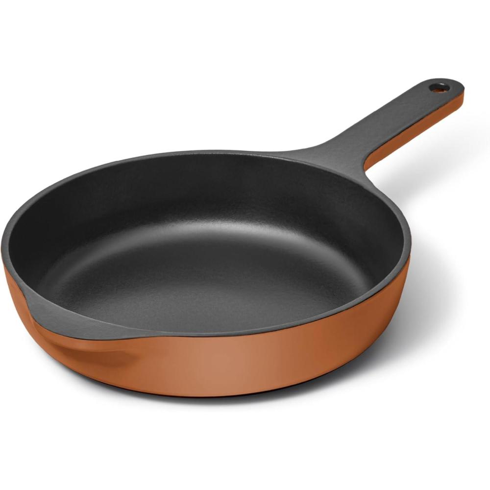 imageCaraway Cast Iron Skillet 12 Enameled Cast Iron Pan With 3 Layer Enamel Coating No Seasoning Required Compatible With All Stovetops Free From Forever Chemicals CreamRust