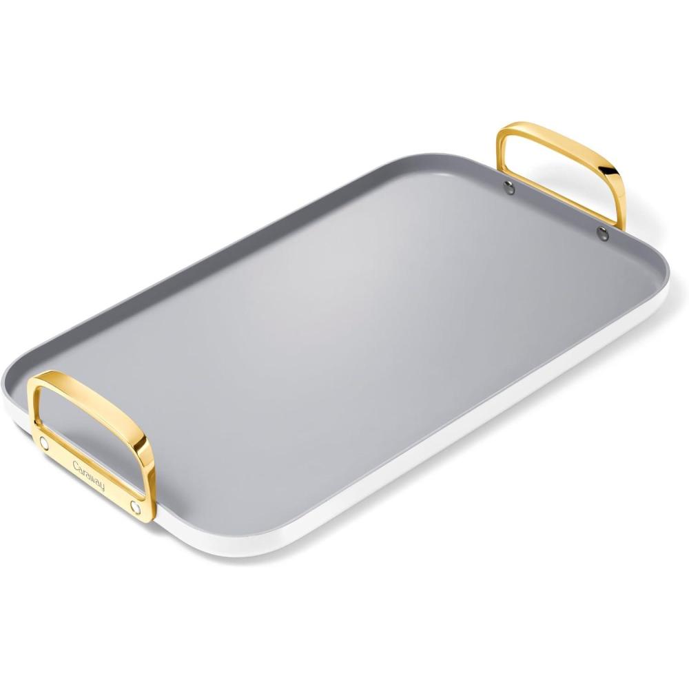 imageCaraway Double Burner Griddle  19x12 Griddle Pan  NonStick Ceramic Coated  Non Toxic PTFE amp PFOA Free  Oven Safe amp Compatible with All Stovetops  CreamWhite