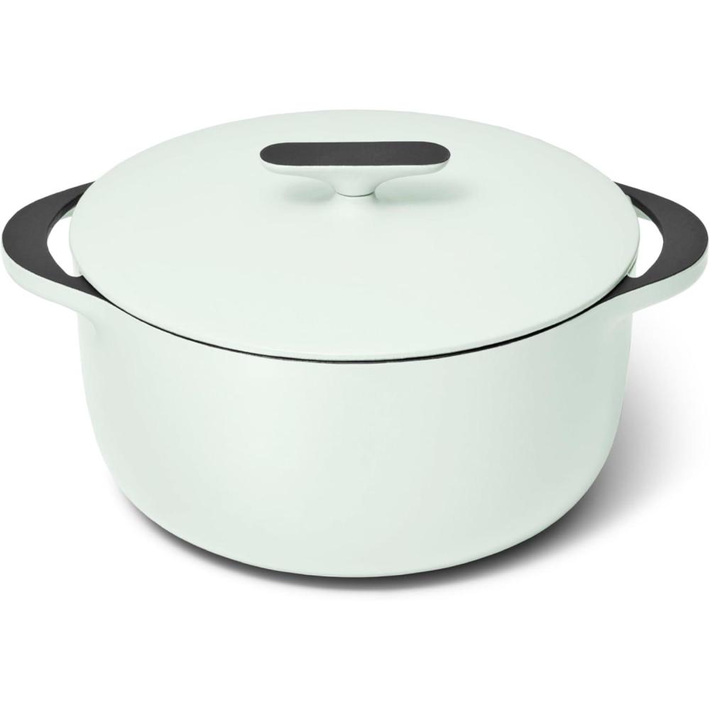 imageCaraway Enameled Cast Iron Dutch Oven 8qt Dutch Oven With Lid 3 Layer Enamel Coating No Seasoning Required Compatible With All Stovetops Oven Safe No Forever Chemicals GrayLight Mist