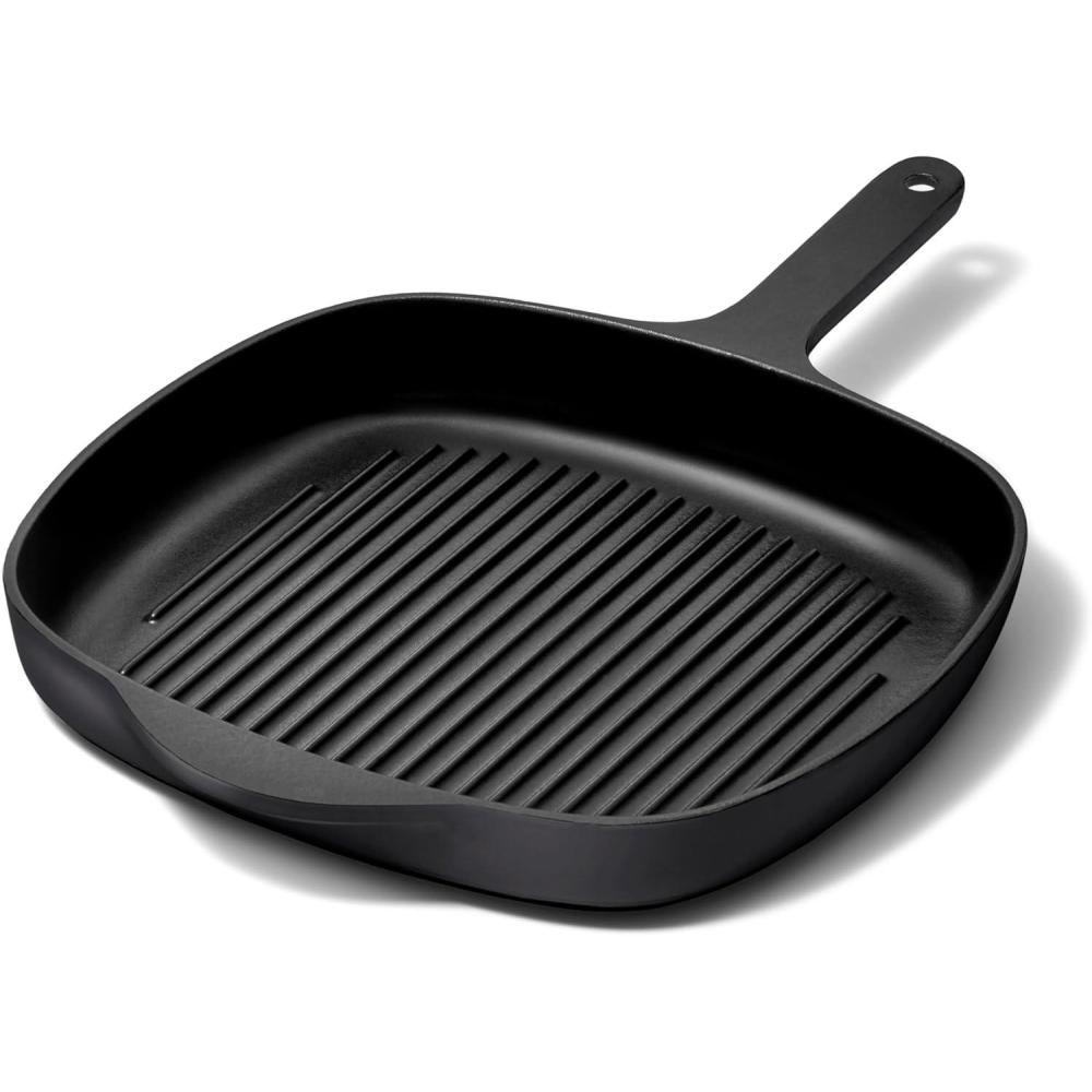 imageCaraway Enameled Cast Iron Grill Pan 105 Grill Pan for Stovetop Cooking 3 Layer Enamel Coating No Seasoning Required Compatible With All Stovetops Free From Forever Chemicals CharcoalCharcoal