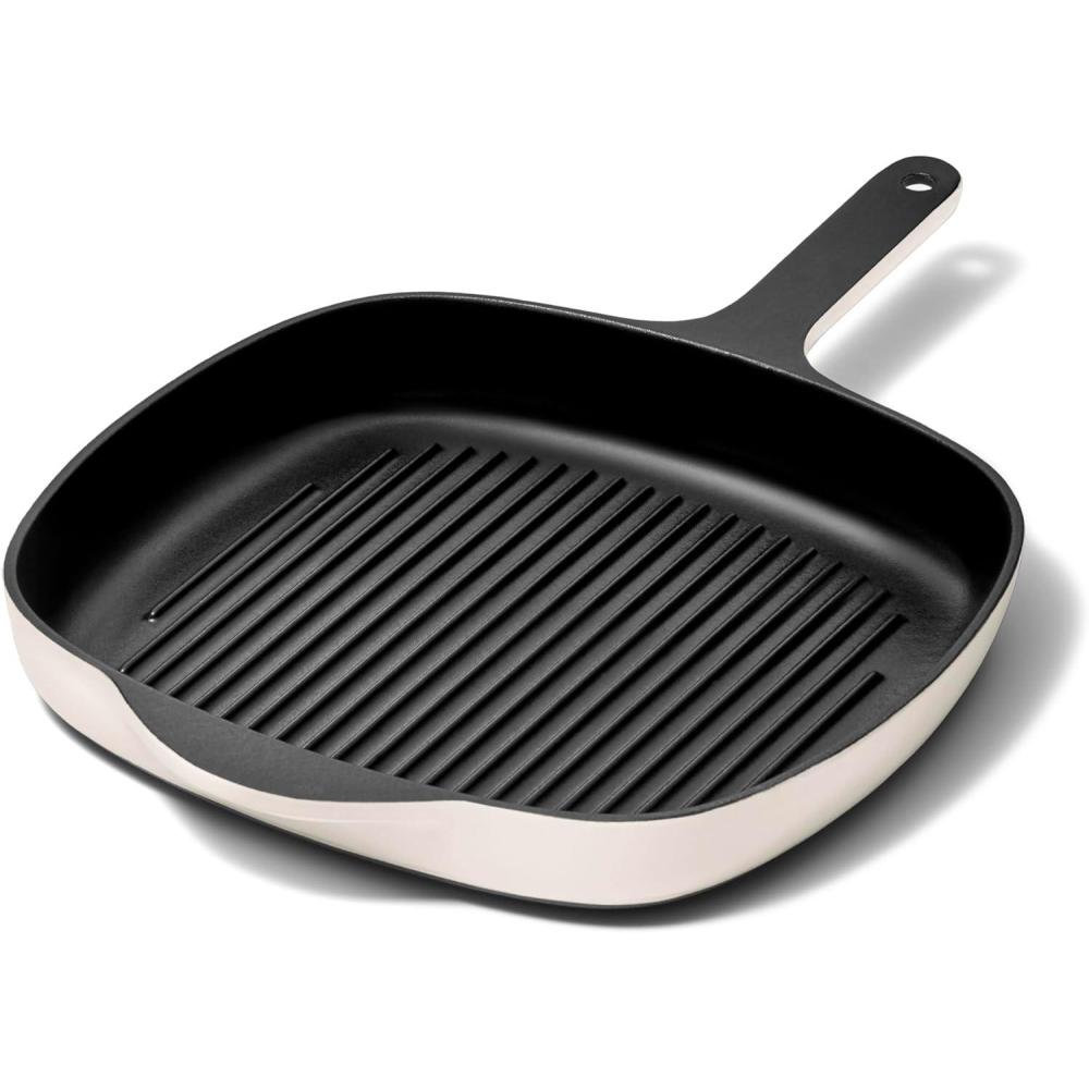 imageCaraway Enameled Cast Iron Grill Pan 105 Grill Pan for Stovetop Cooking 3 Layer Enamel Coating No Seasoning Required Compatible With All Stovetops Free From Forever Chemicals CharcoalCream
