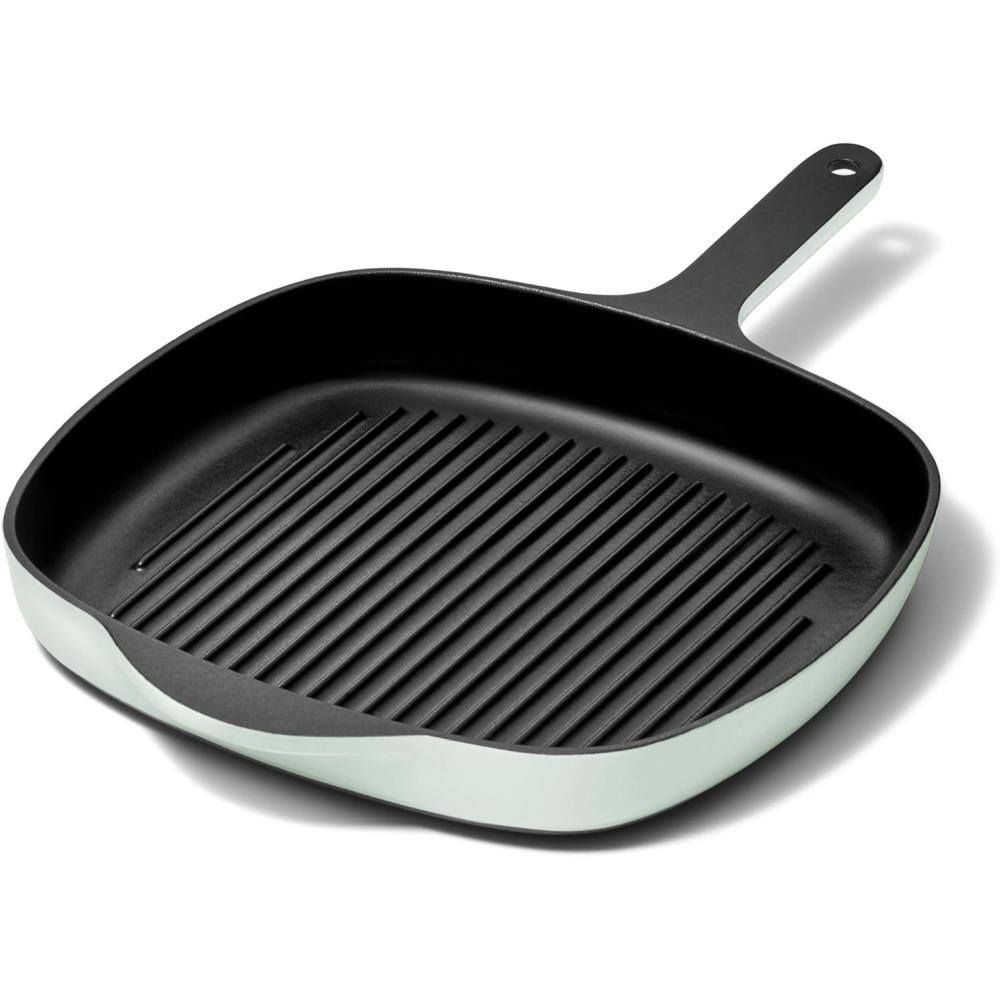 imageCaraway Enameled Cast Iron Grill Pan 105 Grill Pan for Stovetop Cooking 3 Layer Enamel Coating No Seasoning Required Compatible With All Stovetops Free From Forever Chemicals CharcoalLight Mist