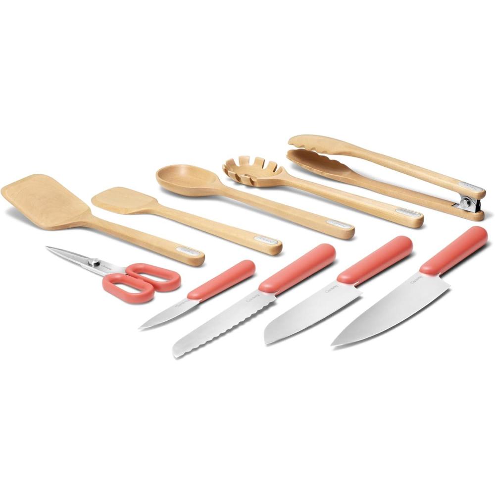 imageCaraway Kitchen Knife Set amp Wooden Utensil Set Made With Premium German Steel Blades amp FSCCertified Birch Wood NonToxic Materials CreamPerracotta