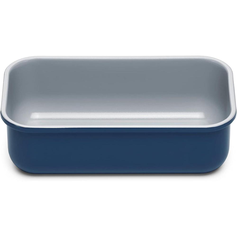 imageCaraway NonStick Ceramic 1 lb Loaf Pan Naturally Slick Ceramic Coating NonToxic PTFE amp PFOA Free Perfect for Pound Cakes Breads amp More CreamNavy