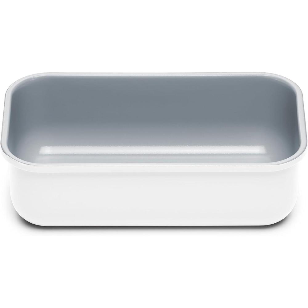 imageCaraway NonStick Ceramic 1 lb Loaf Pan Naturally Slick Ceramic Coating NonToxic PTFE amp PFOA Free Perfect for Pound Cakes Breads amp More CreamWhite
