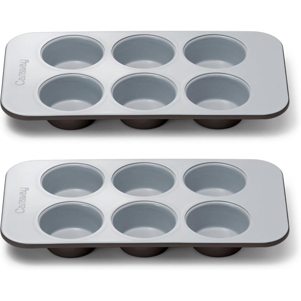 imageCaraway NonStick Ceramic 12Cup Muffin Pan Naturally Slick Ceramic Coating NonToxic PTFE amp PFOA Free Perfect for Cupcakes Muffins and More SageBlack