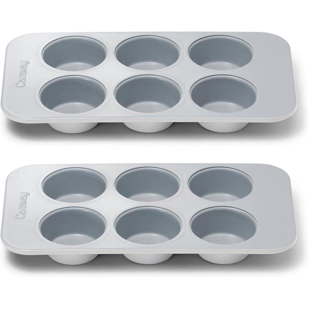 imageCaraway NonStick Ceramic 12Cup Muffin Pan Naturally Slick Ceramic Coating NonToxic PTFE amp PFOA Free Perfect for Cupcakes Muffins and More SageGray