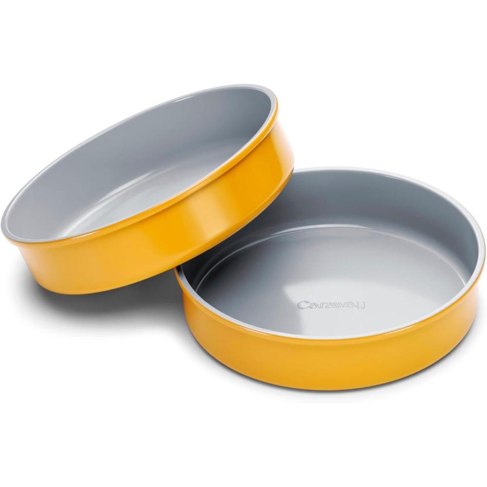 imageCaraway NonStick Ceramic 9 Circle Pan  Naturally Slick Ceramic Coating  NonToxic PTFE amp PFOA Free  Perfect for Birthday Cakes Tartes amp More  SageMarigold