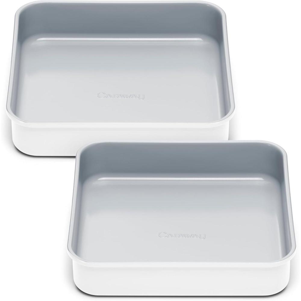 imageCaraway NonStick Ceramic 9 Square Pan Naturally Slick Ceramic Coating NonToxic PTFE amp PFOA Free Perfect for Brownies Lemon Bars Cakes amp More SageWhite