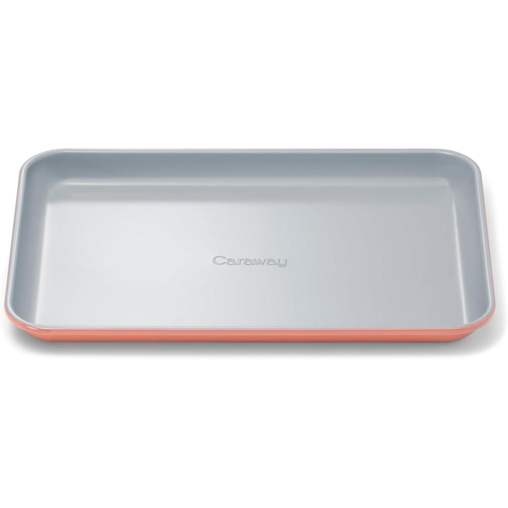imageCaraway NonStick Ceramic Baking Sheet Naturally Slick Ceramic Coating NonToxic PTFE amp PFOA Free Perfect for Baking Roasting and More Large 18 x 13 GrayPerracotta