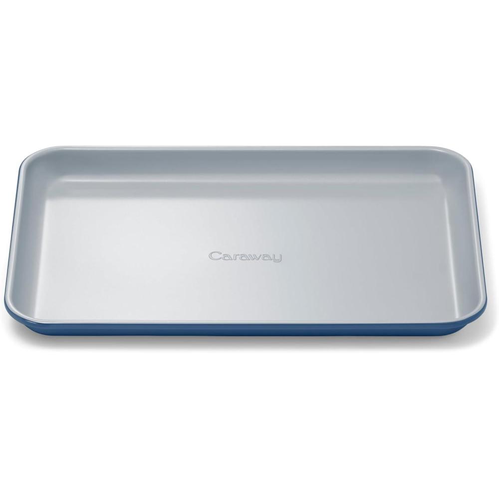 imageCaraway NonStick Ceramic Baking Sheet Naturally Slick Ceramic Coating NonToxic PTFE amp PFOA Free Perfect for Baking Roasting and More Large 18 x 13 GrayNavy