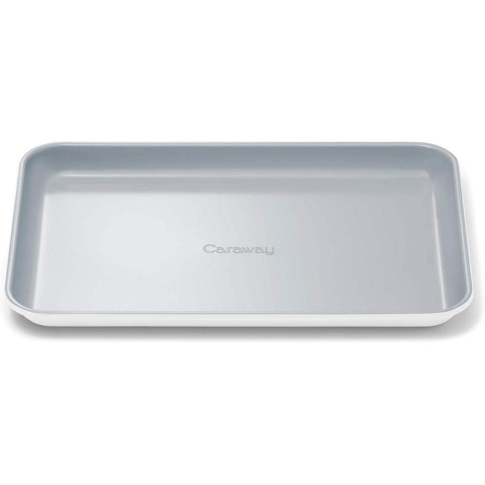 imageCaraway NonStick Ceramic Baking Sheet Naturally Slick Ceramic Coating NonToxic PTFE amp PFOA Free Perfect for Baking Roasting and More Large 18 x 13 GrayWhite