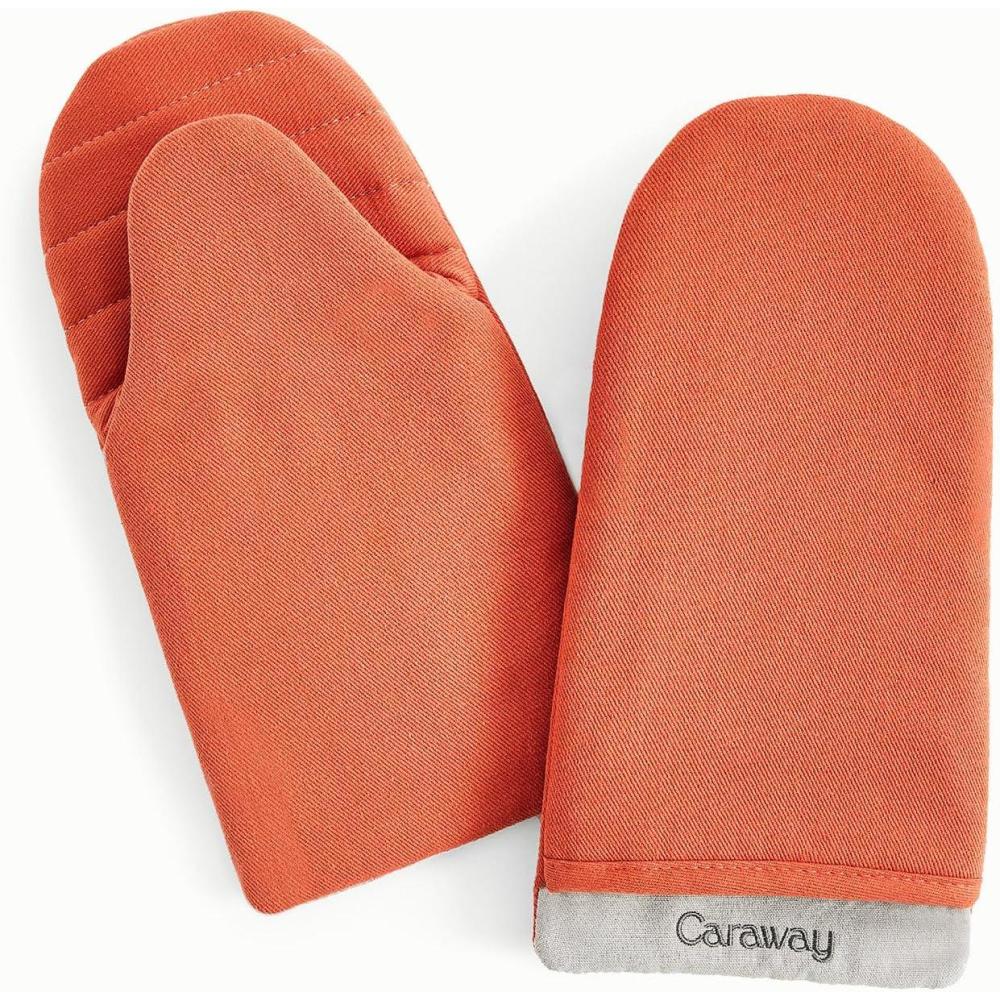imageCaraway Oven Mitts 100 Organic Cotton Oven Mitt DoubleLayer amp StainResistant Stitching Safe Handling of Hot Kitchenware Set of 2 CreamPerracotta