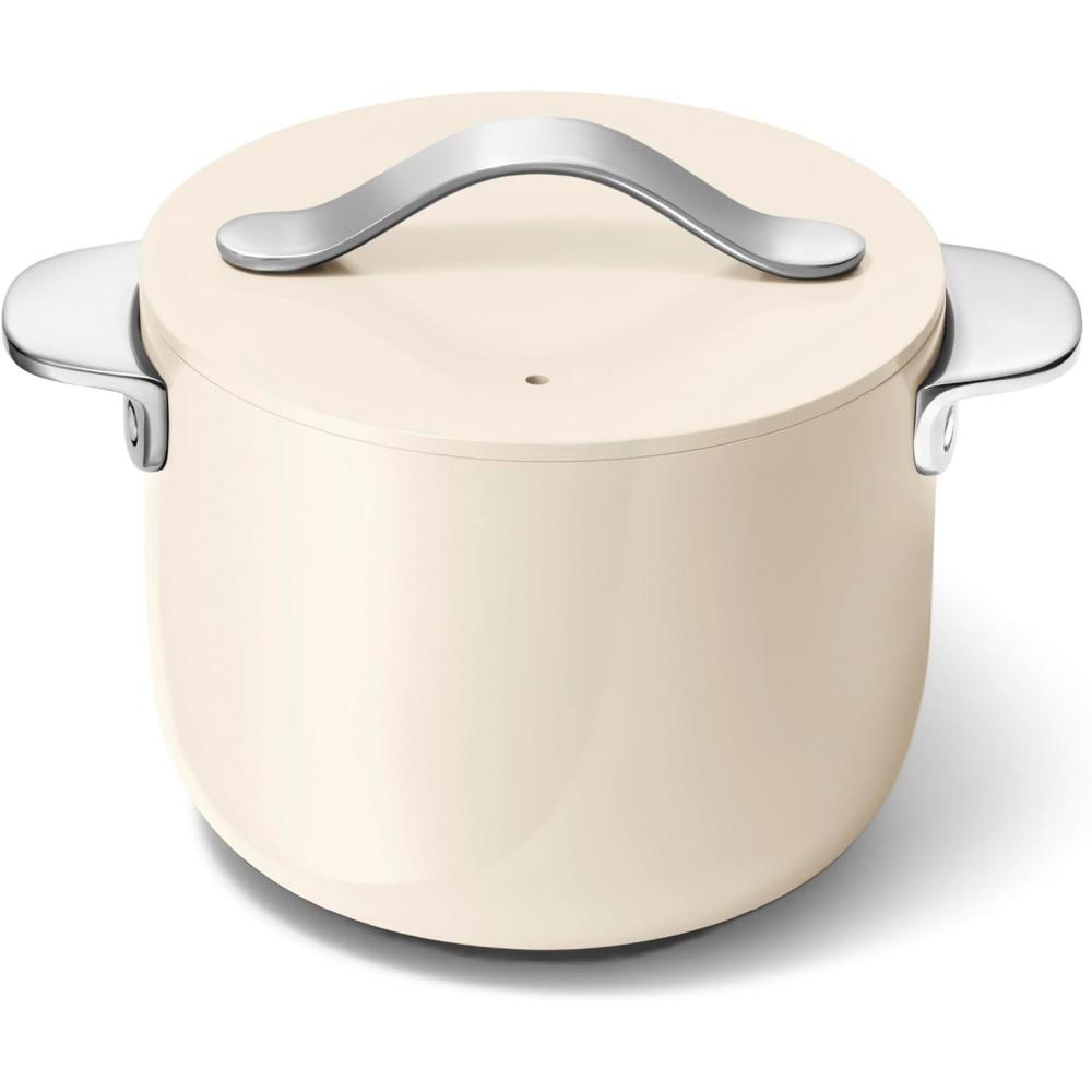 imageCaraway Petite Cooker  2 Qt Ceramic Coated Pot  Free From Forever Chemicals  Perfect for Rice Grains or Sauces  CreamCream