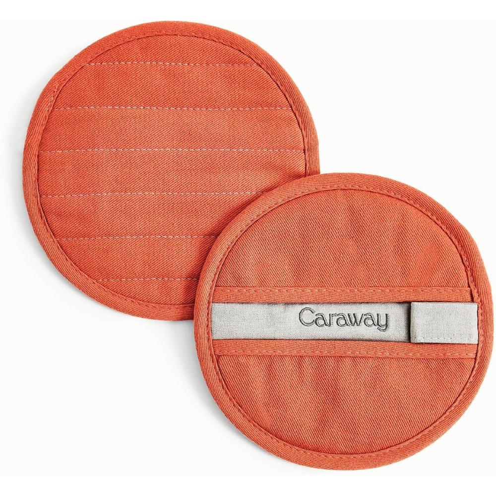 imageCaraway Pot Holders 100 Organic Cotton Pot Holder DoubleLayer Stain Resistant Stitching Resists High Heat amp Low Cold Temperatures Machine Washable CreamPerracotta