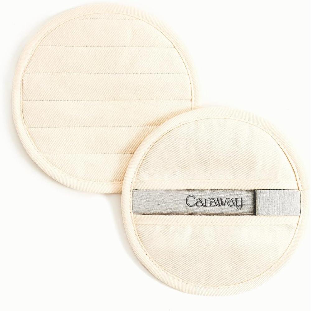 imageCaraway Pot Holders 100 Organic Cotton Pot Holder DoubleLayer Stain Resistant Stitching Resists High Heat amp Low Cold Temperatures Machine Washable CreamCream