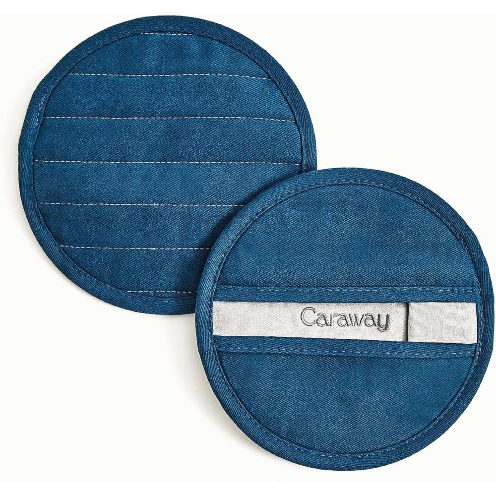 imageCaraway Pot Holders 100 Organic Cotton Pot Holder DoubleLayer Stain Resistant Stitching Resists High Heat amp Low Cold Temperatures Machine Washable CreamNavy