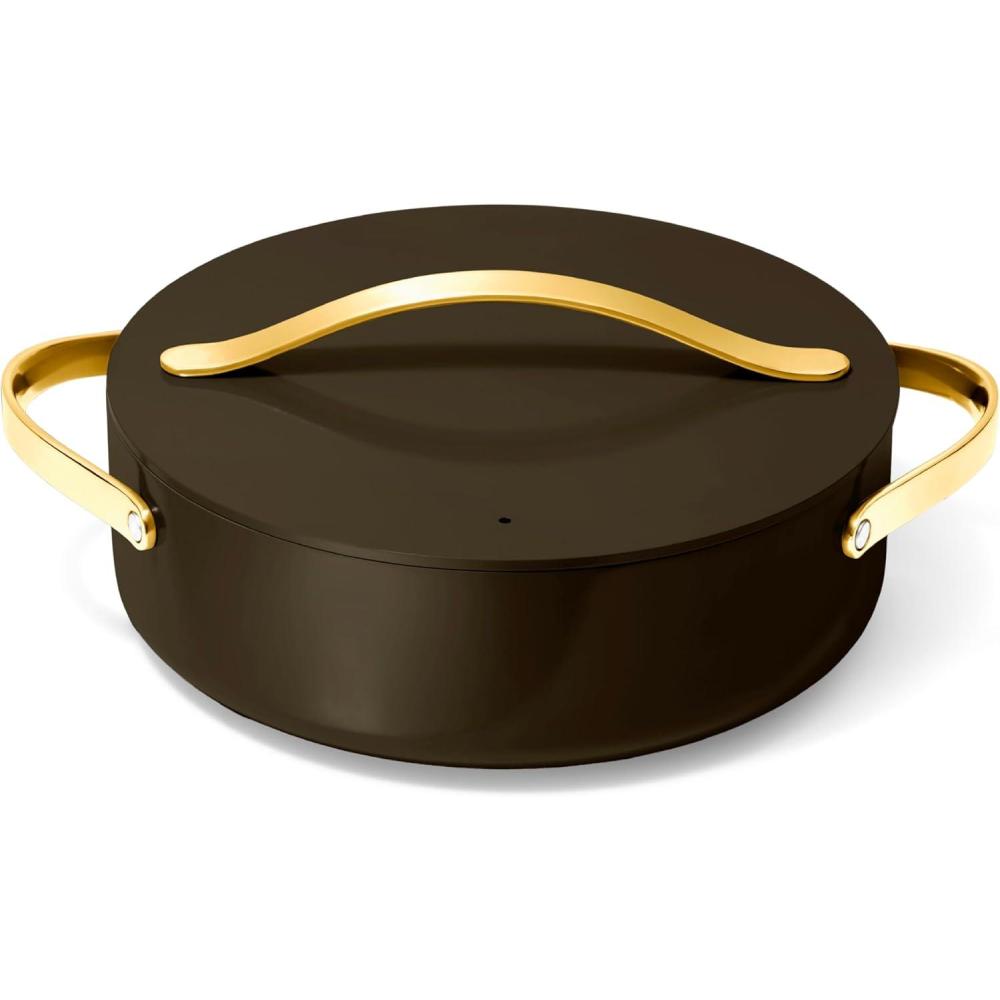 imageCaraway Rondeau 6 Qt NonStick Pan with Lid Free From Forever Chemicals Perfect for Searing Braising amp Roasting CreamBlack