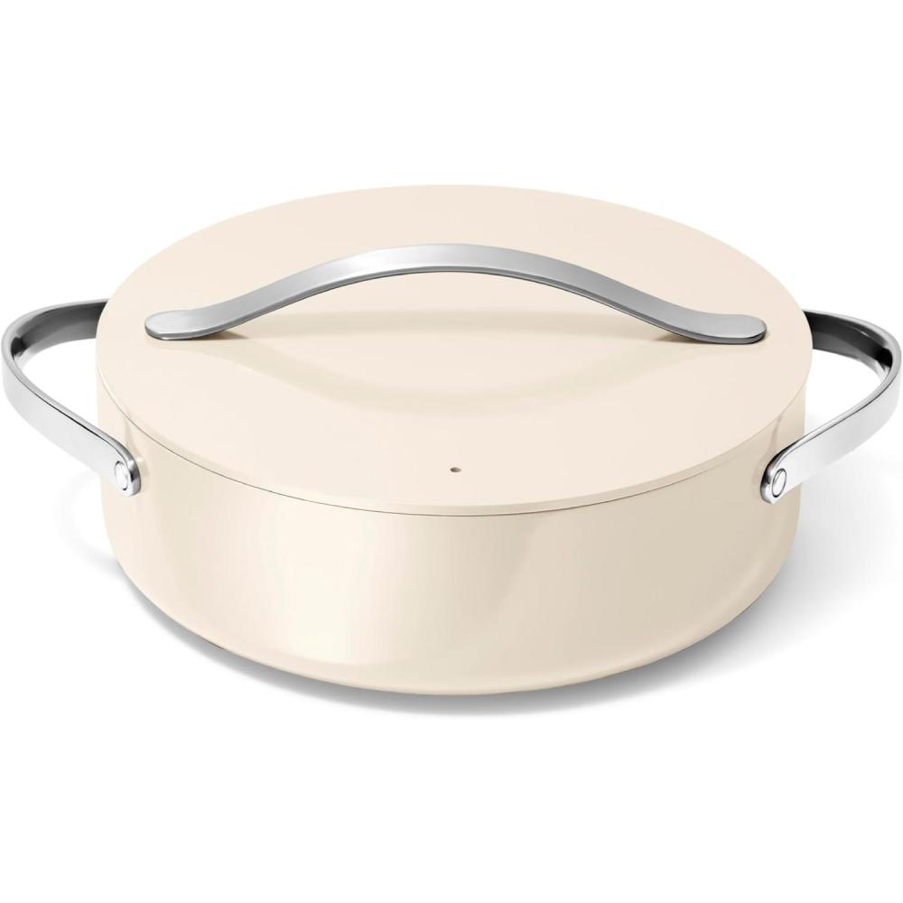 imageCaraway Rondeau 6 Qt NonStick Pan with Lid Free From Forever Chemicals Perfect for Searing Braising amp Roasting CreamCream