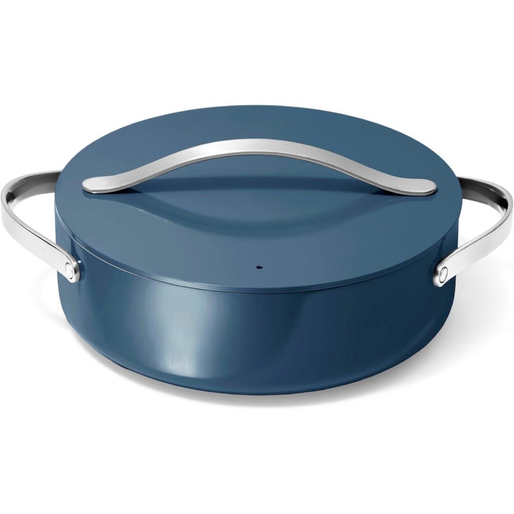 imageCaraway Rondeau 6 Qt NonStick Pan with Lid Free From Forever Chemicals Perfect for Searing Braising amp Roasting CreamNavy