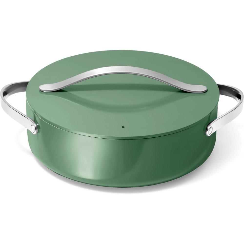 imageCaraway Rondeau 6 Qt NonStick Pan with Lid Free From Forever Chemicals Perfect for Searing Braising amp Roasting CreamSage