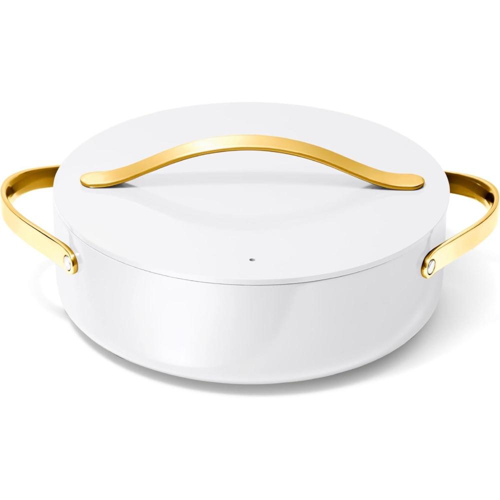 imageCaraway Rondeau 6 Qt NonStick Pan with Lid Free From Forever Chemicals Perfect for Searing Braising amp Roasting CreamWhite