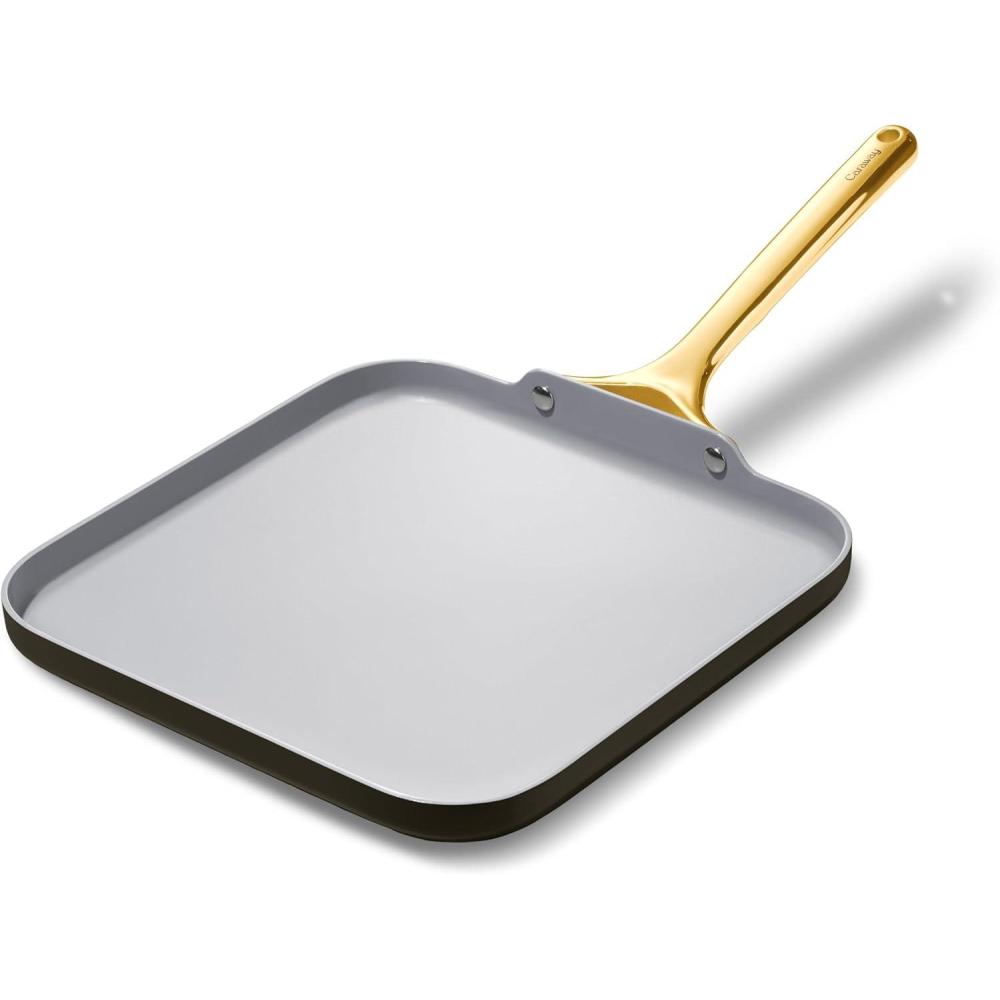 imageCaraway Square Griddle Pan 11 Square Pan NonStick Ceramic Coated Non Toxic PTFE amp PFOA Free Oven Safe amp Compatible with All Stovetops CreamBlack