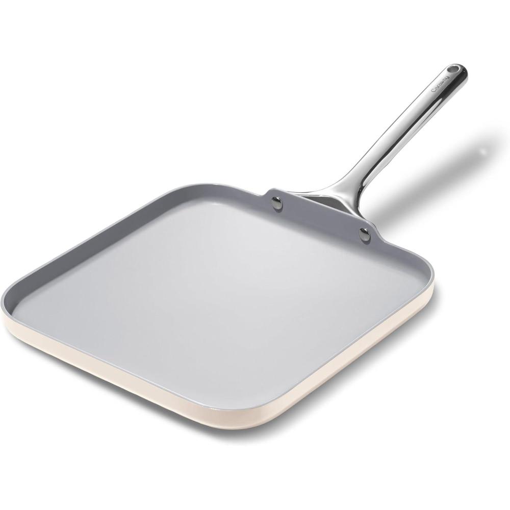 imageCaraway Square Griddle Pan 11 Square Pan NonStick Ceramic Coated Non Toxic PTFE amp PFOA Free Oven Safe amp Compatible with All Stovetops CreamCream
