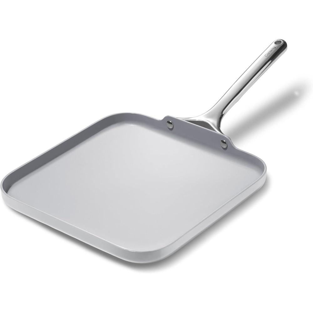 imageCaraway Square Griddle Pan 11 Square Pan NonStick Ceramic Coated Non Toxic PTFE amp PFOA Free Oven Safe amp Compatible with All Stovetops CreamGray