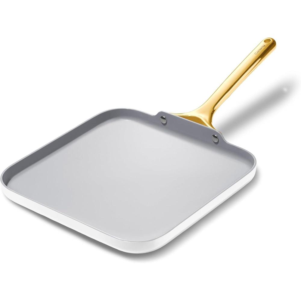 imageCaraway Square Griddle Pan 11 Square Pan NonStick Ceramic Coated Non Toxic PTFE amp PFOA Free Oven Safe amp Compatible with All Stovetops CreamWhite