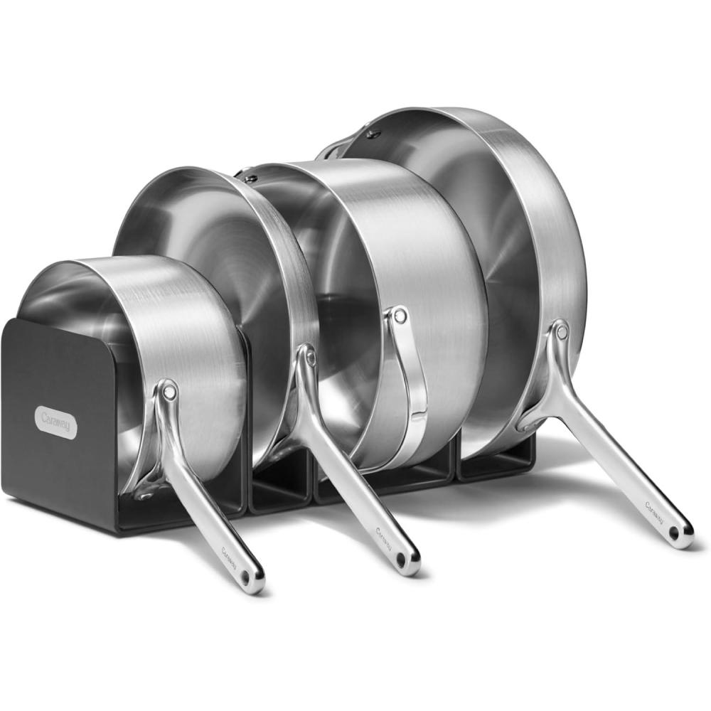 imageCaraway Stainless Steel Cookware Set 12 Piece 5Ply Stainless Steel Pots and Pans Set Includes Fry Sauce Saut Pan Dutch Oven and SpaceSaving Storage Non Toxic PTFE amp PFOA Free12pc Cookware Set