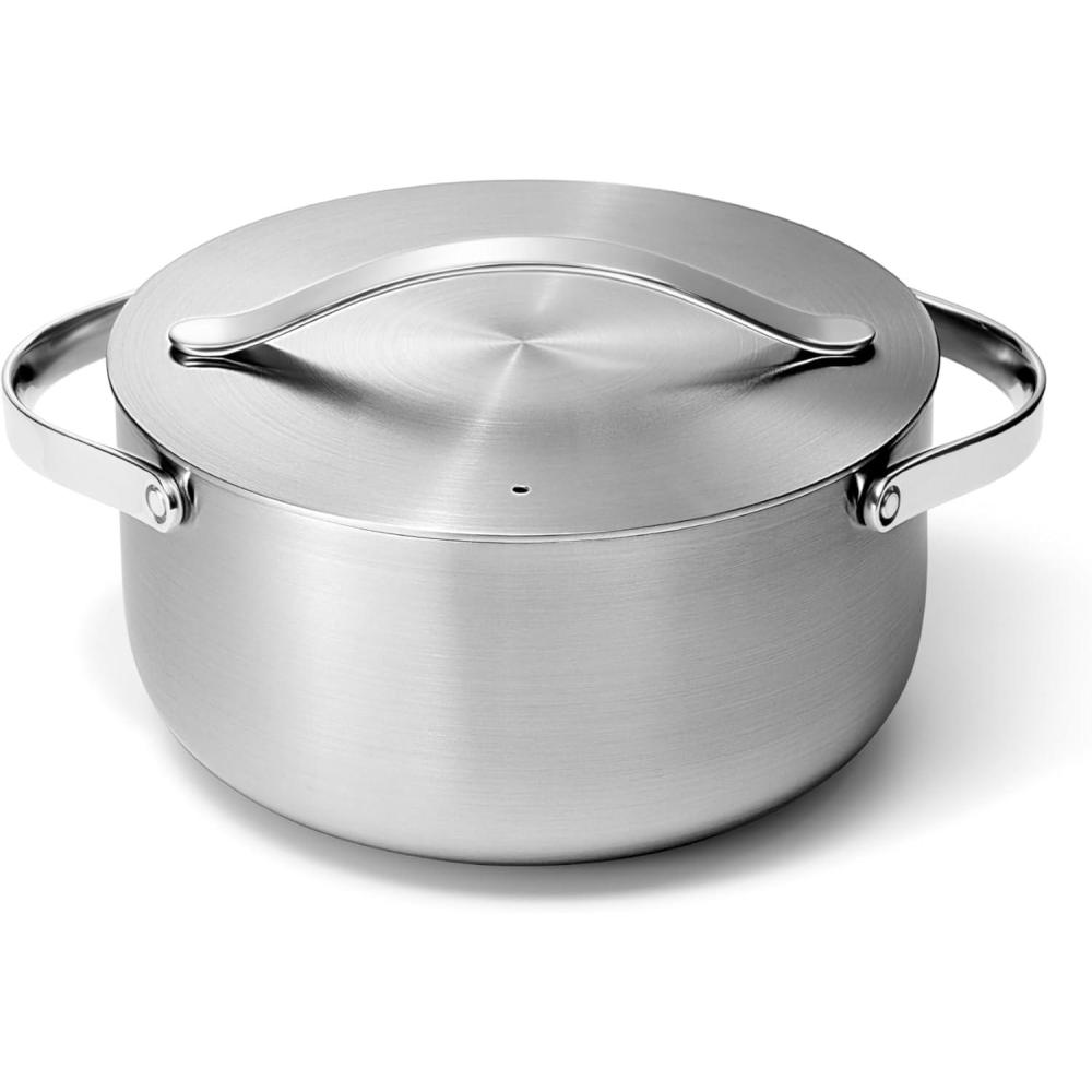 imageCaraway Stainless Steel Dutch Oven 65 Qt 5Ply Stainless Steel Oven Safe amp Stovetop Agnostic Non Toxic PTFE amp PFOA Free